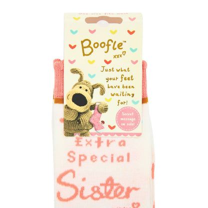 Boofle Extra Special Sister Socks Foral UK Size 4-7 Cosy Woven Socks Gift Idea