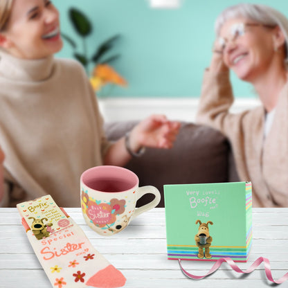 Boofle Loveliest Sister Mug & Socks Gift Set