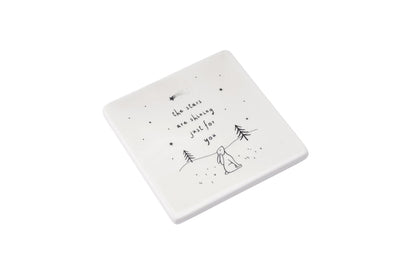 Send With Love Stargazing Hare Stars Are Shining For You Ceramic Coaster Gift
