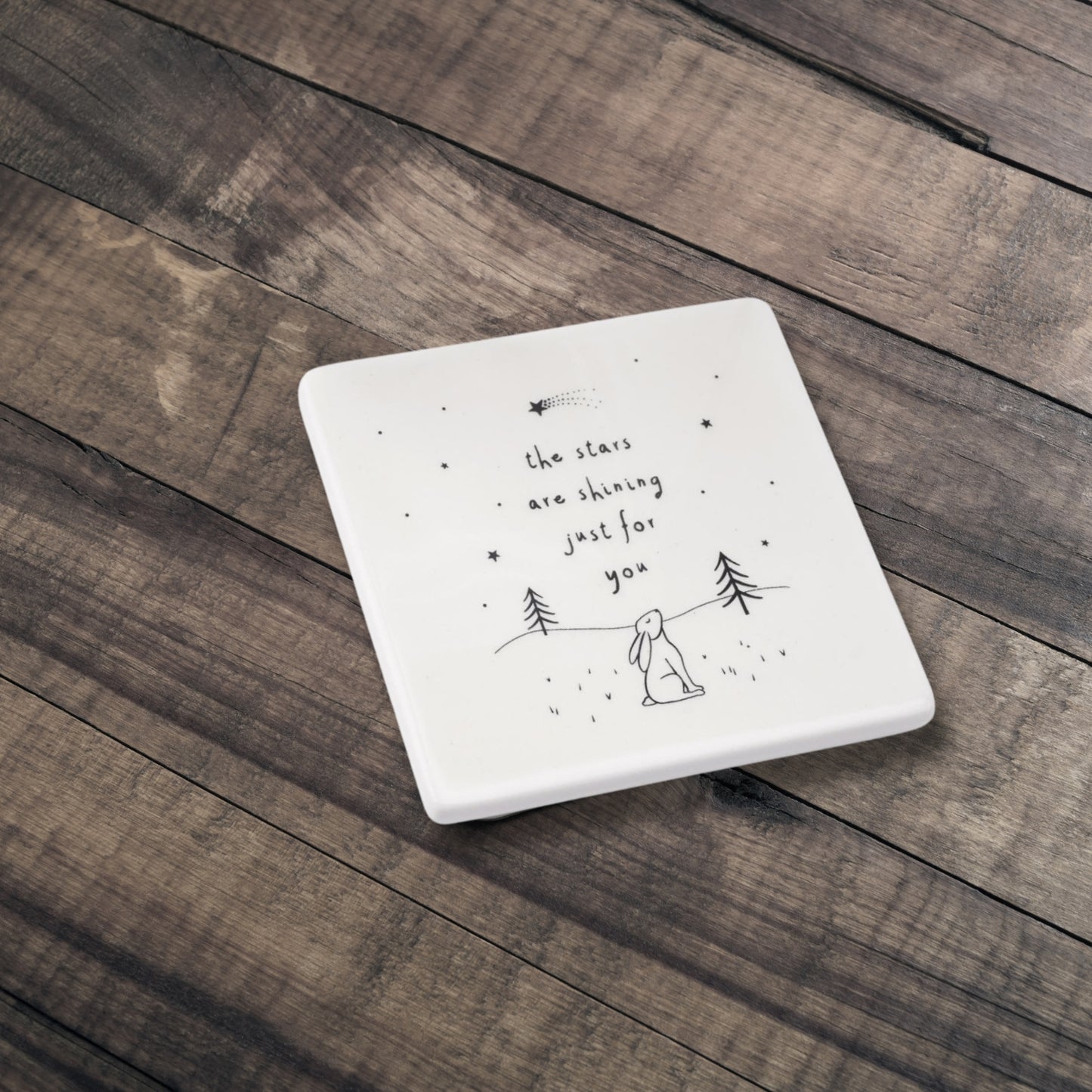 Send With Love Stargazing Hare Stars Are Shining For You Ceramic Coaster Gift