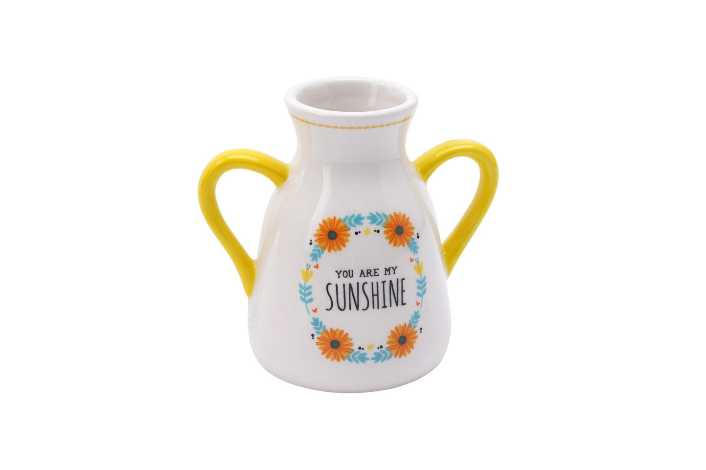Live Happy You Are My Sunshine Twin Handled Mini Ceramic Flower Vase Gift Idea