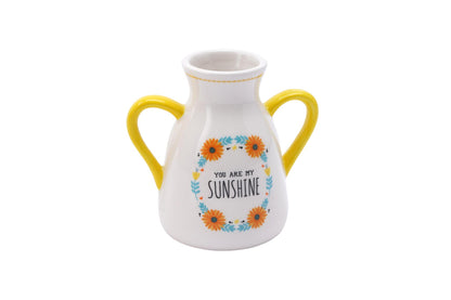 Live Happy You Are My Sunshine Twin Handled Mini Ceramic Flower Vase Gift Idea