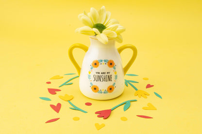 Live Happy You Are My Sunshine Twin Handled Mini Ceramic Flower Vase Gift Idea