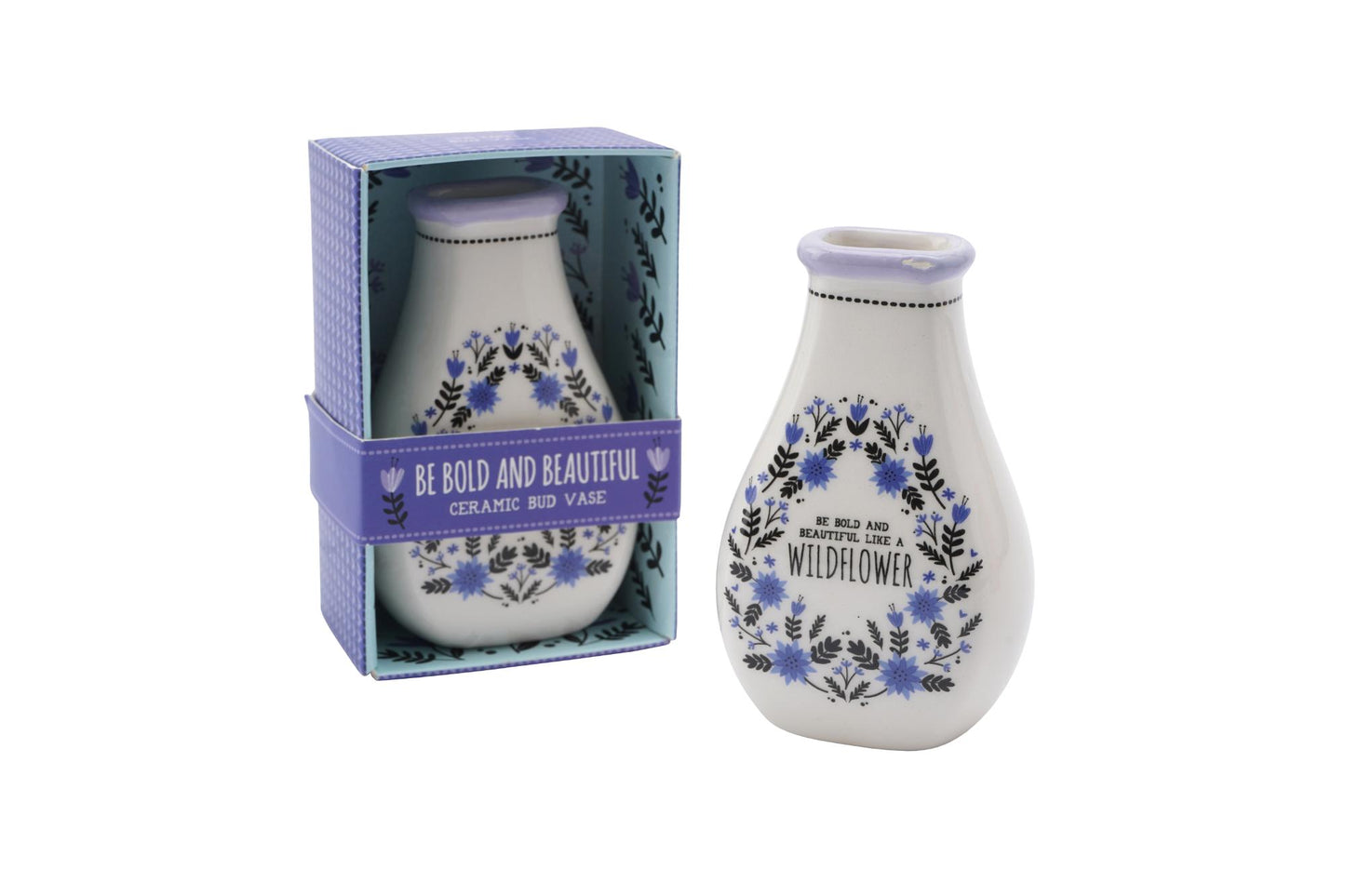 Live Happy Be Bold & Beautiful Like A Wildflower Mini Ceramic Bud Vase Gift Idea