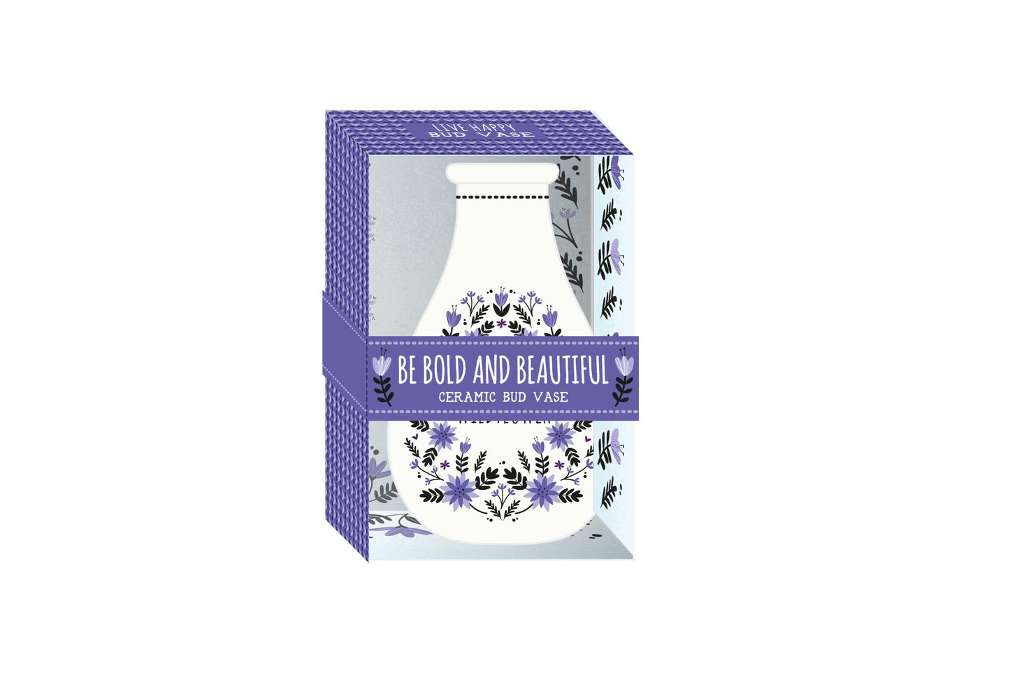 Live Happy Be Bold & Beautiful Like A Wildflower Mini Ceramic Bud Vase Gift Idea