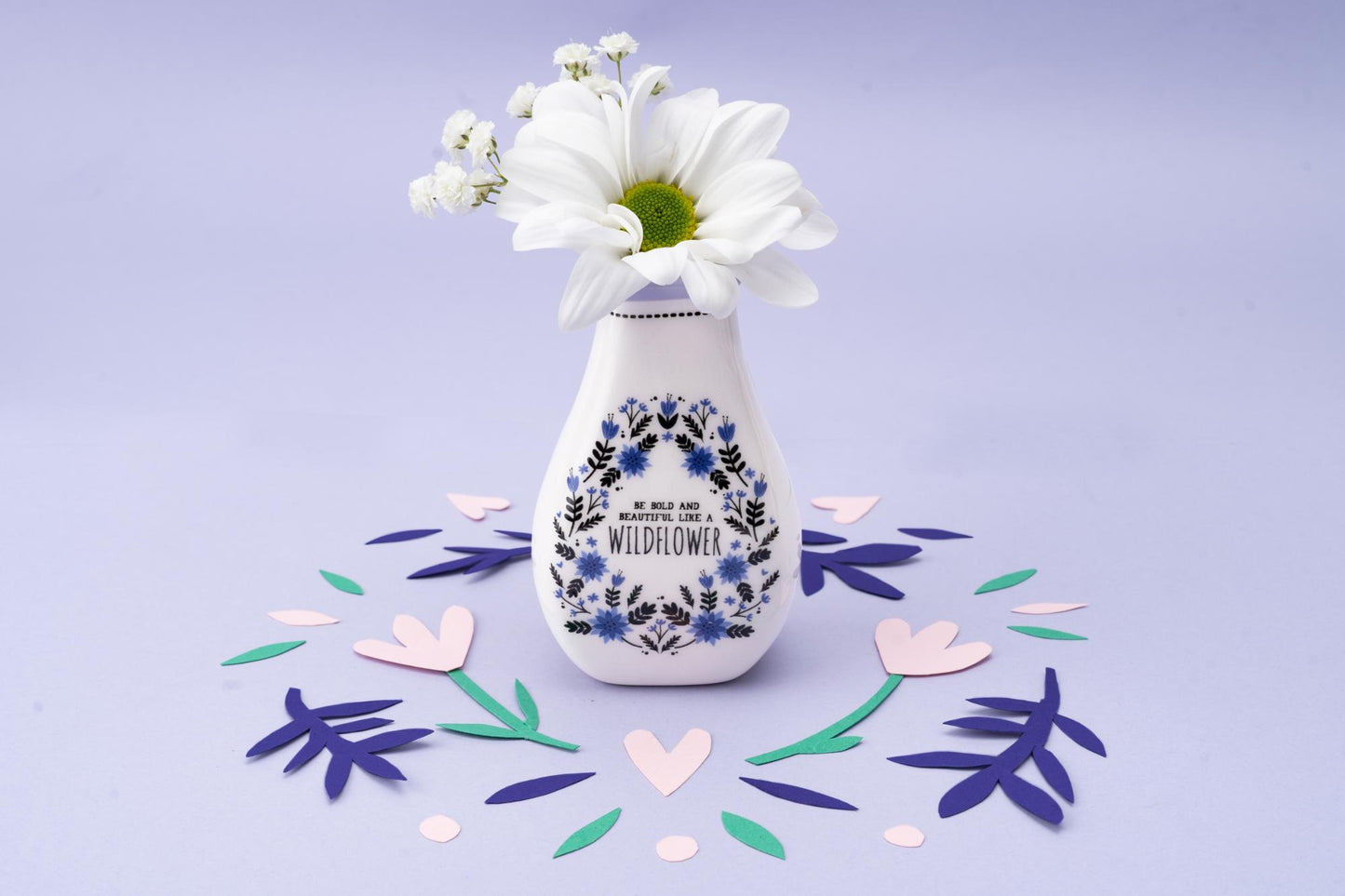 Live Happy Be Bold & Beautiful Like A Wildflower Mini Ceramic Bud Vase Gift Idea