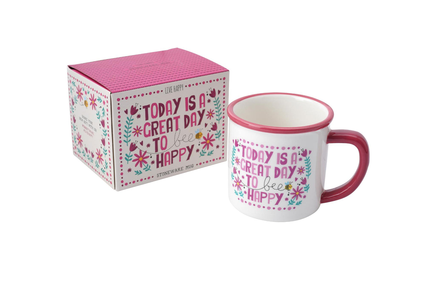 Live HappyToday Is A Great Day To Bee Happy Stoneware Mug In Gift Box Gift Idea