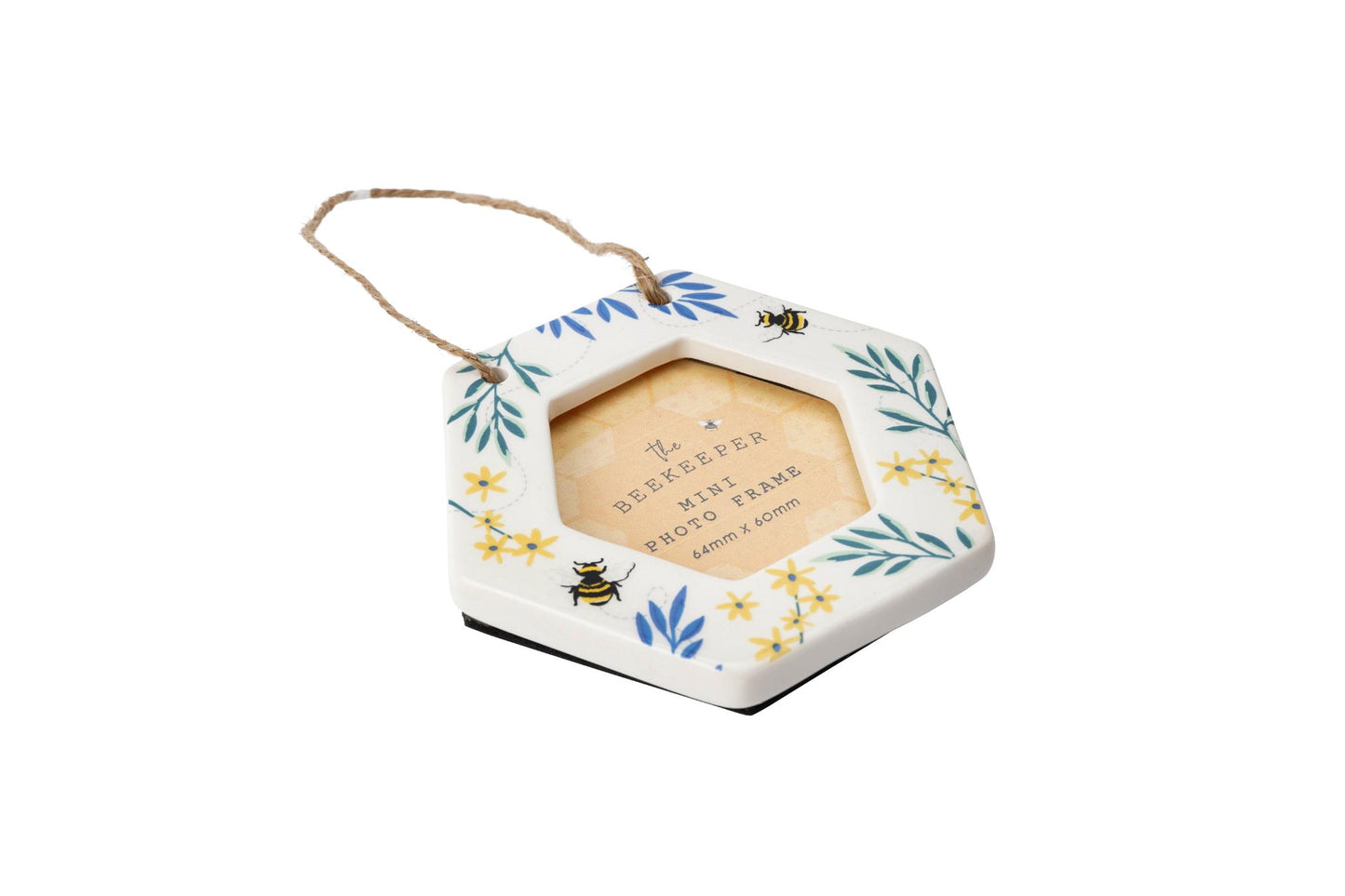 The Beekeeper Bee & Flowers Mini 2.5" Ceramic Hanging Photo Frame Gift Idea