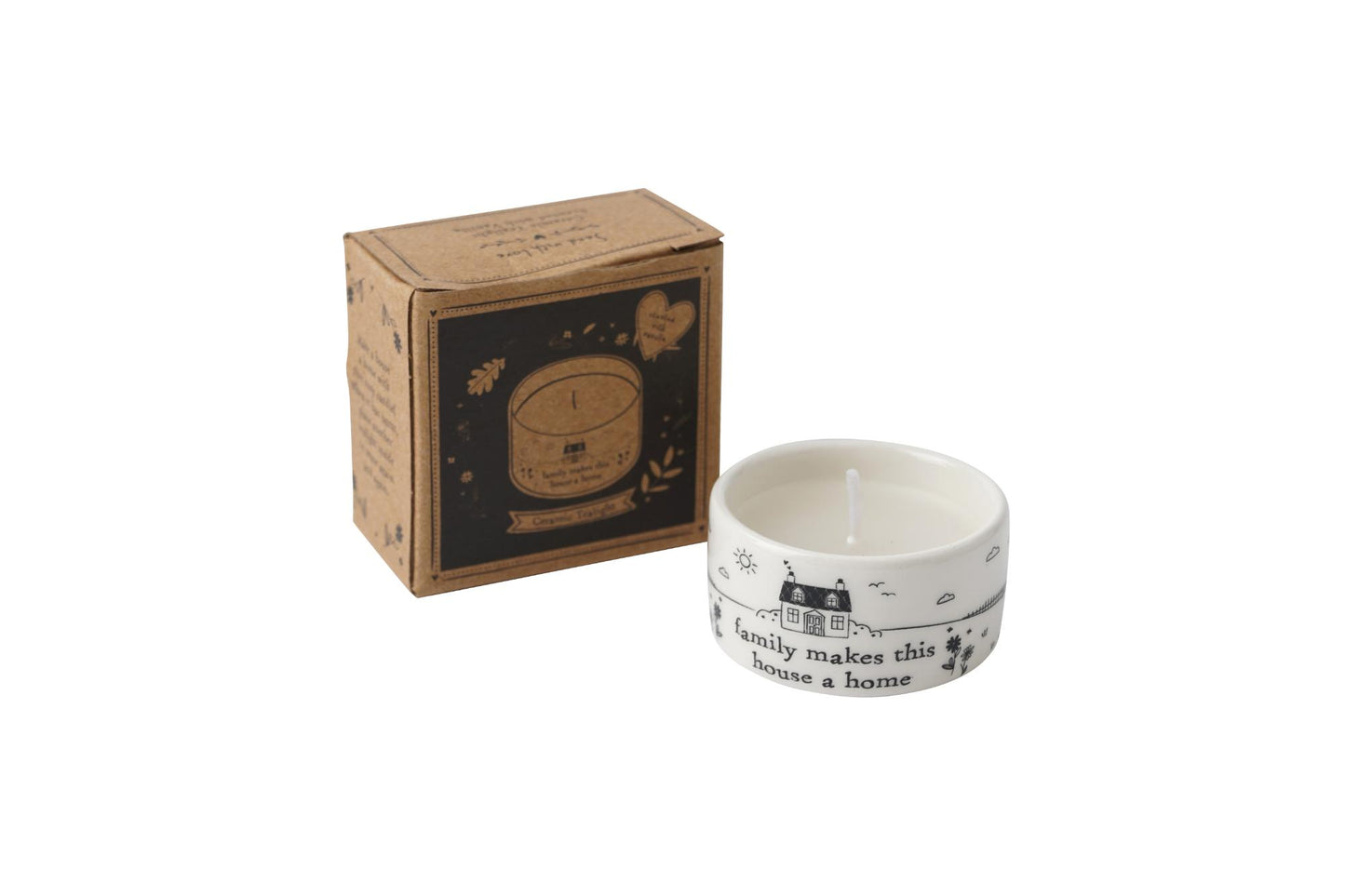 Send With Love Family Makes House A Home Ceramic Tealight Candle Gift In A Box