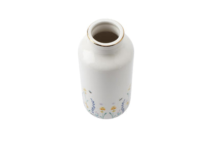 The Beekeeper 6" Tall Floral Bee Themed Ceramic Bottle Vase Gift Idea