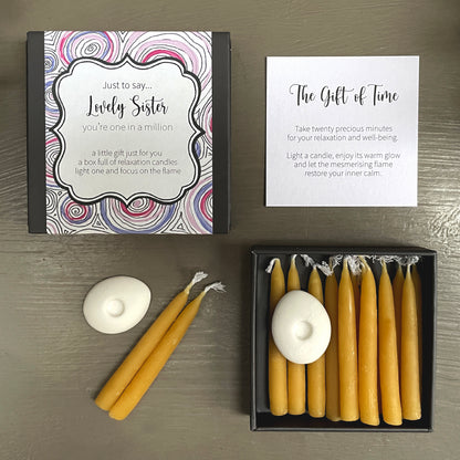 Cotton & Grey Just To Say... Lovely Sister Candles Beeswax Candle Gift Idea