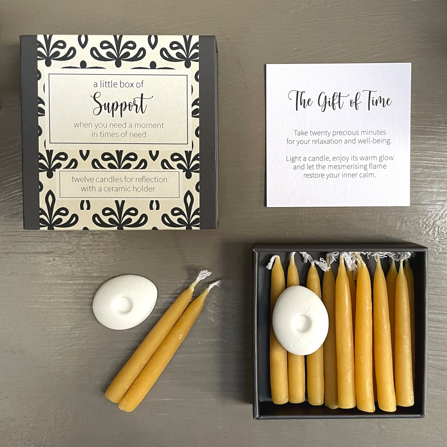 Cotton & Grey A Little Box Of Support Candles Forever Flame Candle Gift Idea