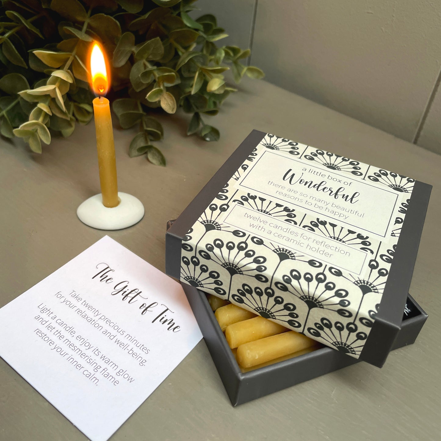 Cotton & Grey A Little Box Of Wonderful Candles Happy Flames Candle Gift Idea