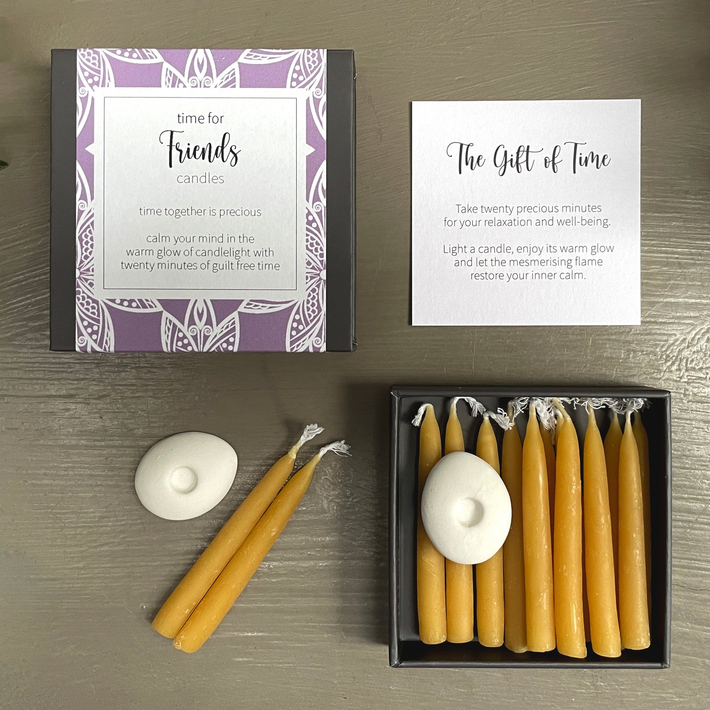 Cotton & Grey Time For Friends Candles Bonding Flames Beeswax Candle Gift Idea