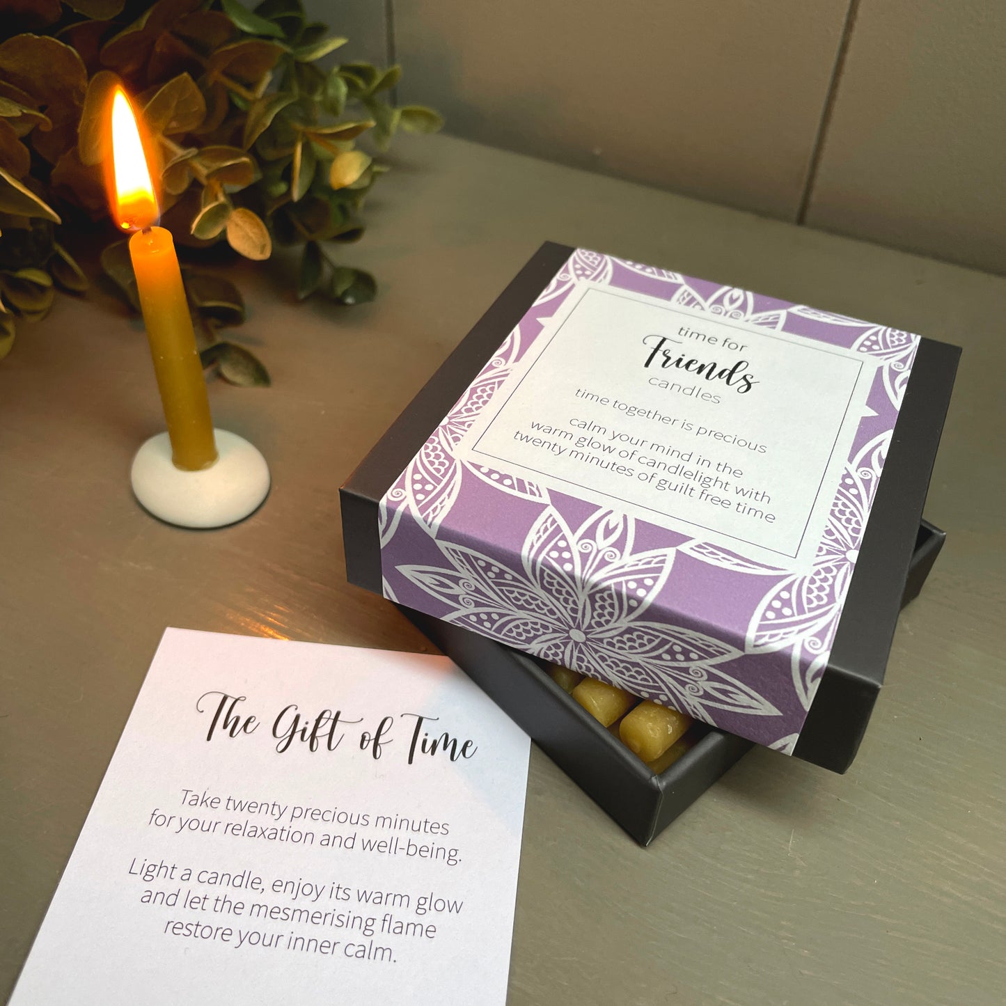 Cotton & Grey Time For Friends Candles Bonding Flames Beeswax Candle Gift Idea