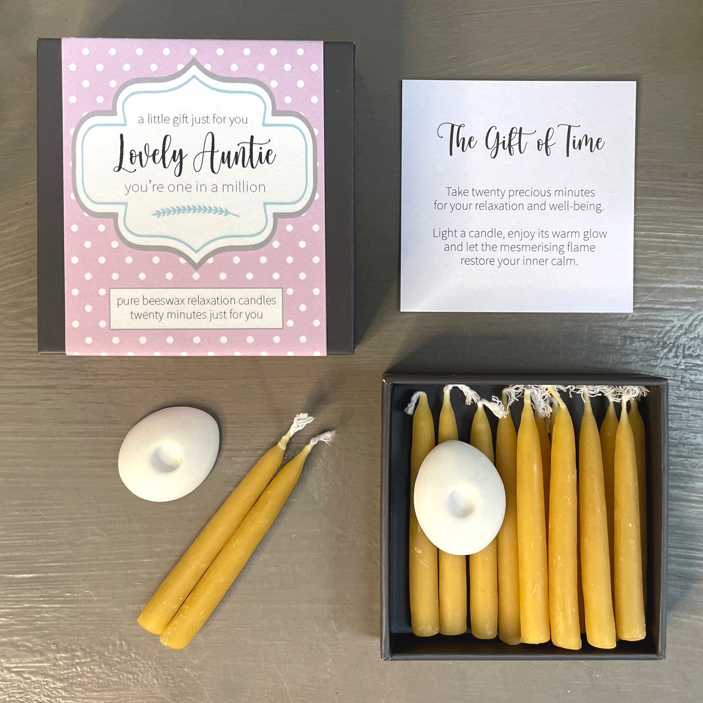 Cotton & Grey Lovely Auntie Candles Beeswax Candle Gift Idea