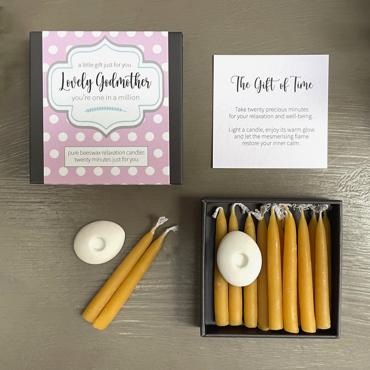 Cotton & Grey Lovely Godmother Candles Beeswax Candle Gift Idea
