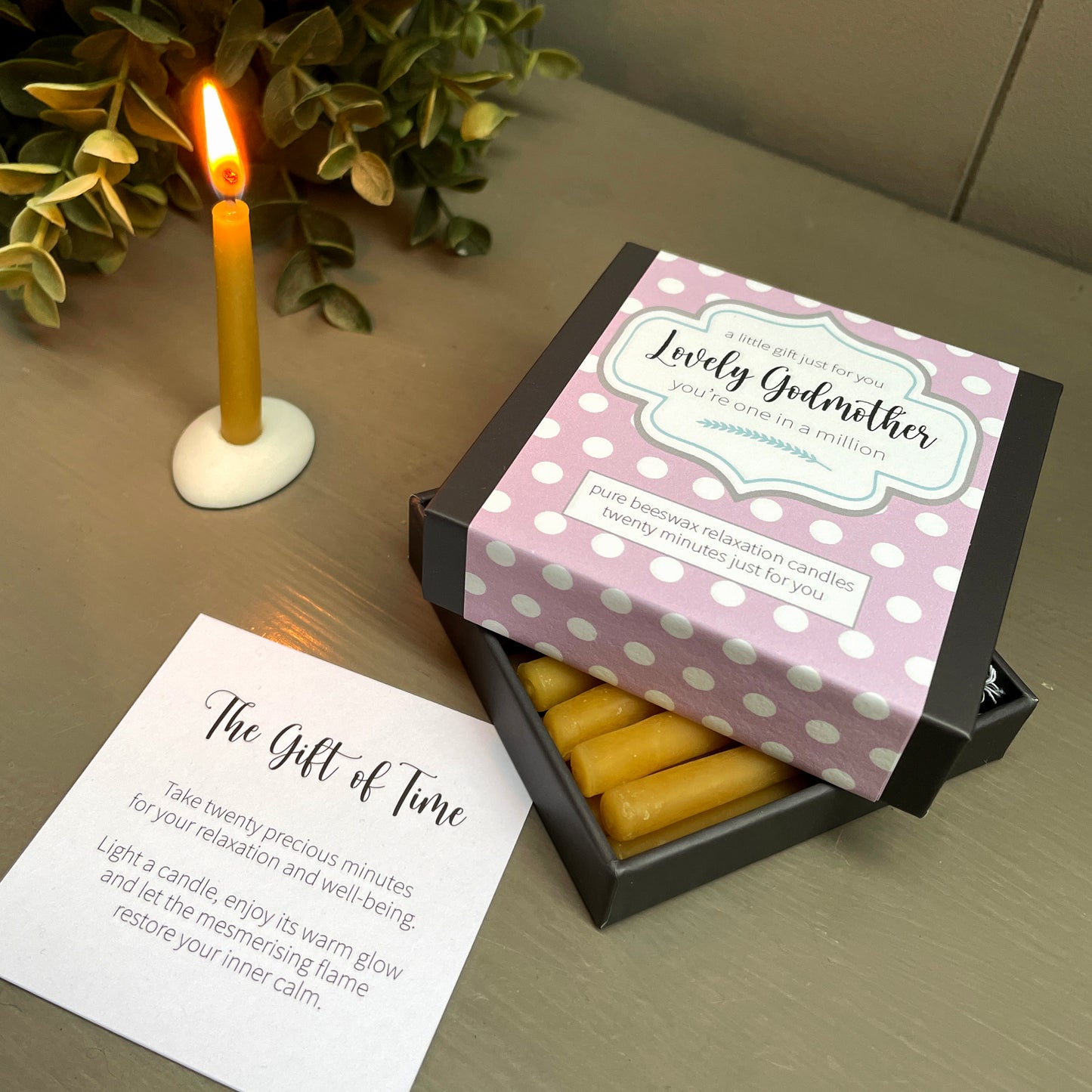 Cotton & Grey Lovely Godmother Candles Beeswax Candle Gift Idea