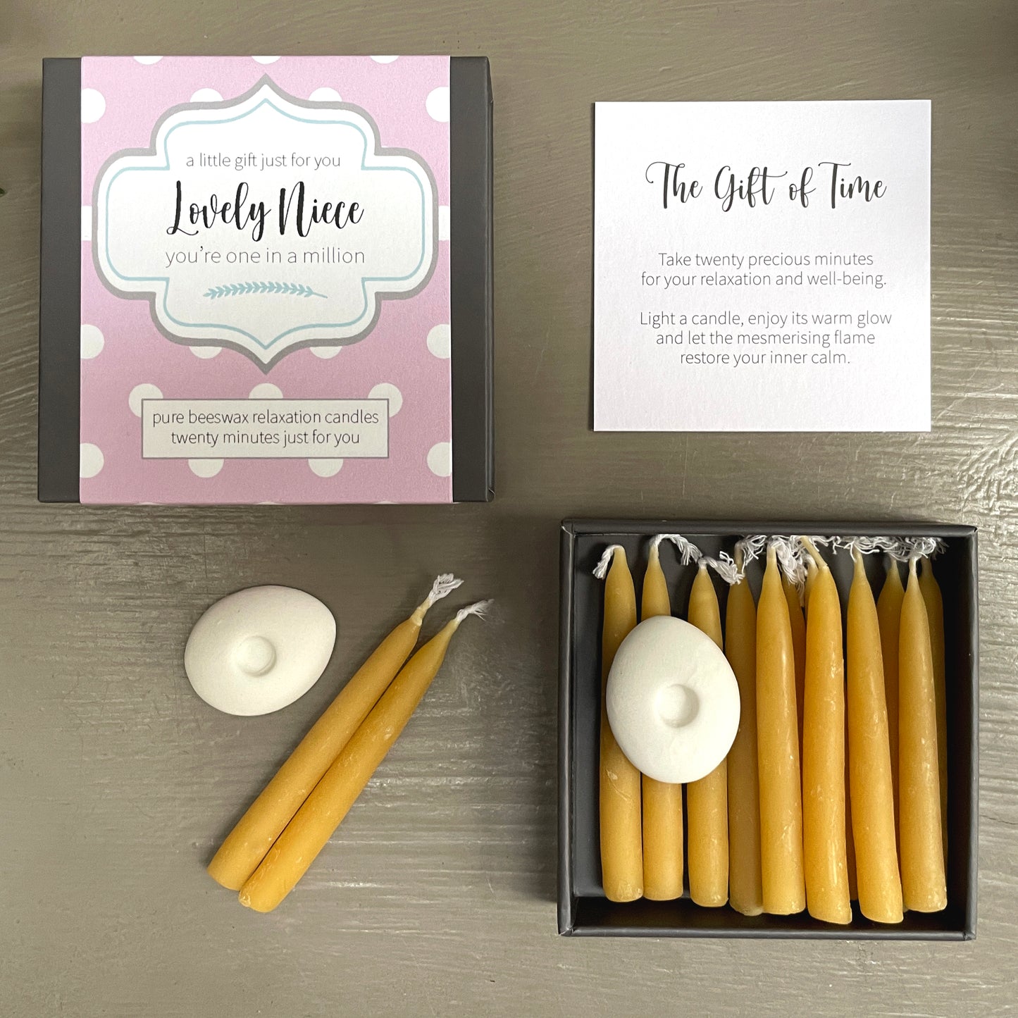 Cotton & Grey Lovely Niece Candles Beeswax Candle Gift Idea