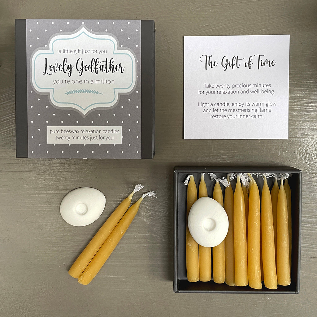 Cotton & Grey Lovely Godfather Candles Beeswax Candle Gift Idea