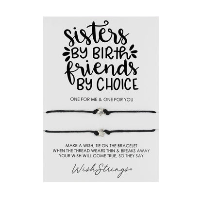 Sisters By Birth Friends Wish String Bracelet Duo With Charms