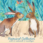 Gifted Stationery Kissing Hares 20 Notecards & Envelopes Set