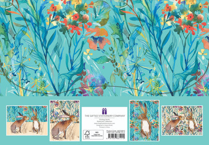 Gifted Stationery Kissing Hares 20 Notecards & Envelopes Set