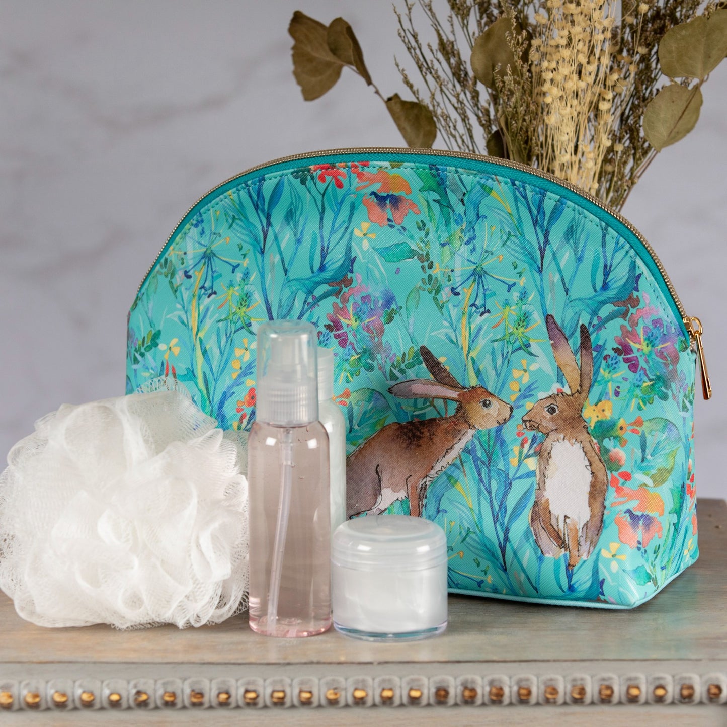 Gifted Stationery Cosmetic Bag Kissing Hares Design Travel Toiletry Bag