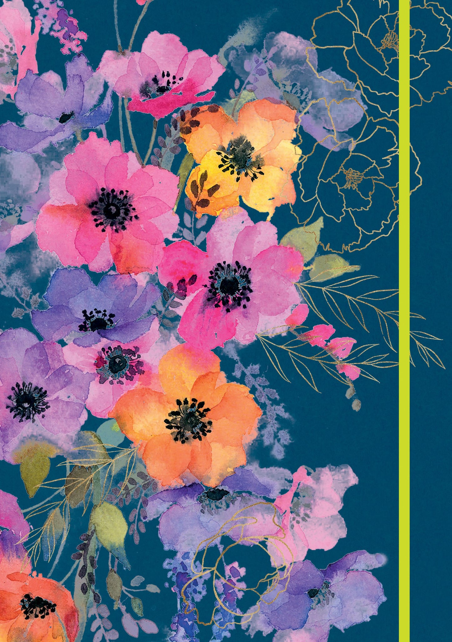 Gifted Stationery A4 Notebook Anemones Design Softcover Lined Journal