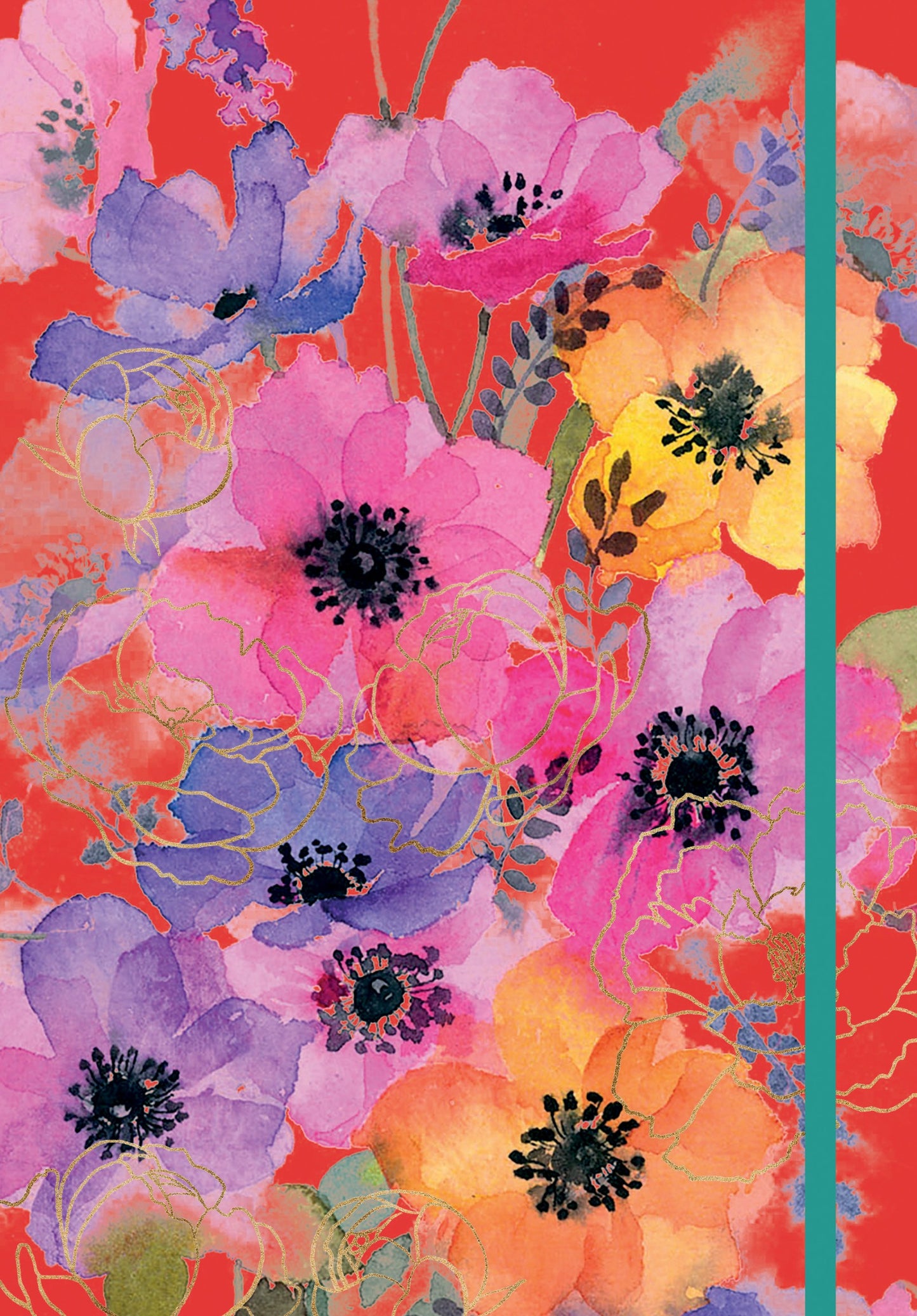 Gifted Stationery A5 Notebook Anemones Design Softcover Lined Journal