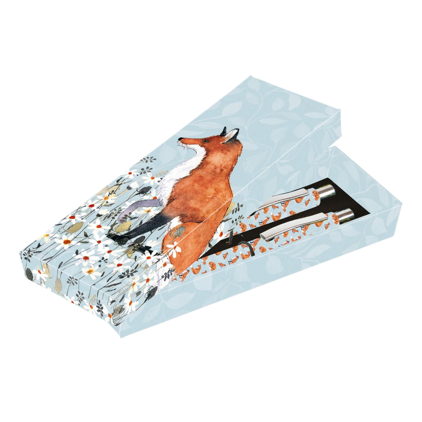 Gifted Stationery Twin Pen Set Foxy Tales Design Pair Pens In Gift Box
