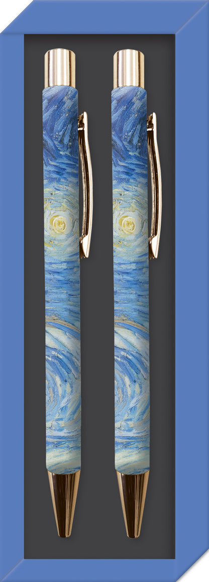 Gifted Stationery Twin Pen Set Van Gogh Starry Night Pair Pens In Gift Box
