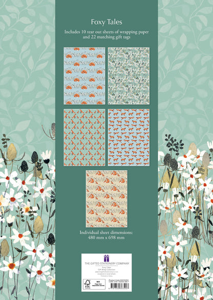 Gifted Stationery Gift Wrap Collection Foxy Tails Design Wrapping Paper & Tags