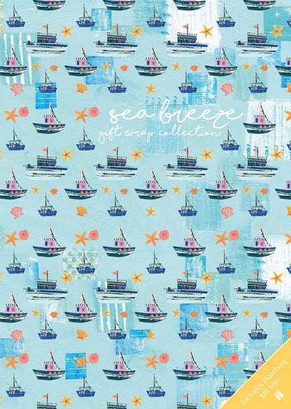Gifted Stationery Gift Wrap Collection Sea Breeze Design Wrapping Paper & Tags