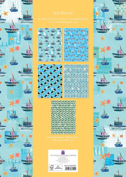 Gifted Stationery Gift Wrap Collection Sea Breeze Design Wrapping Paper & Tags