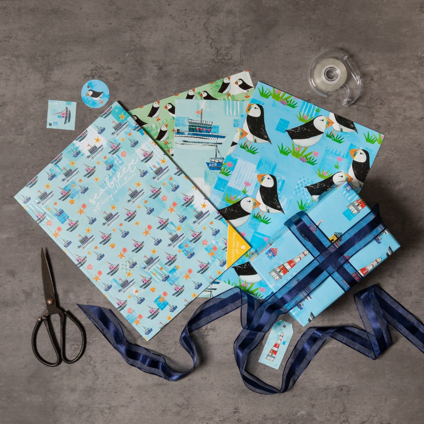Gifted Stationery Gift Wrap Collection Sea Breeze Design Wrapping Paper & Tags