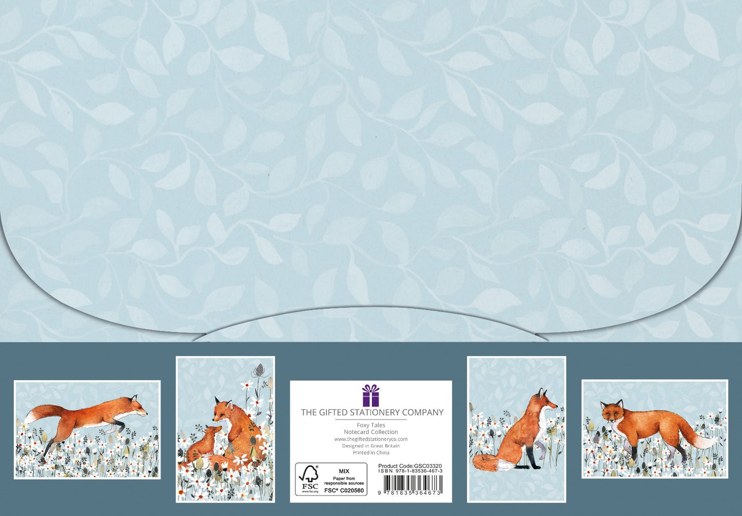 Gifted Stationery Notecard Collection Foxy Tails Design 20 Notecards & Envelopes