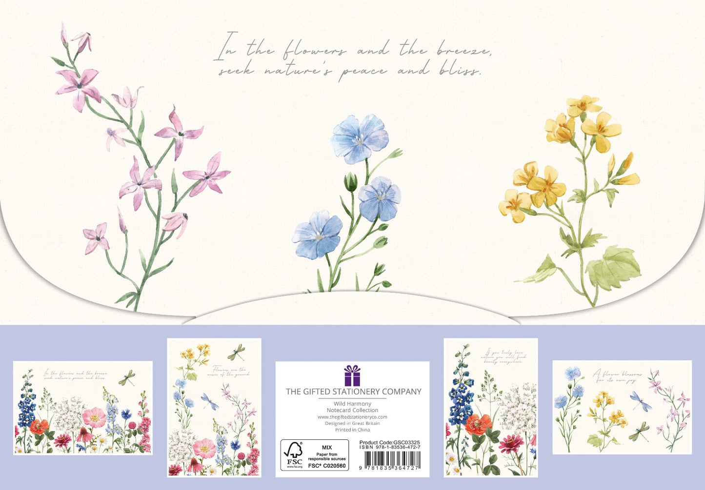 Gifted Stationery Notecard Collection Wild Harmony 20 Notecards & Envelopes