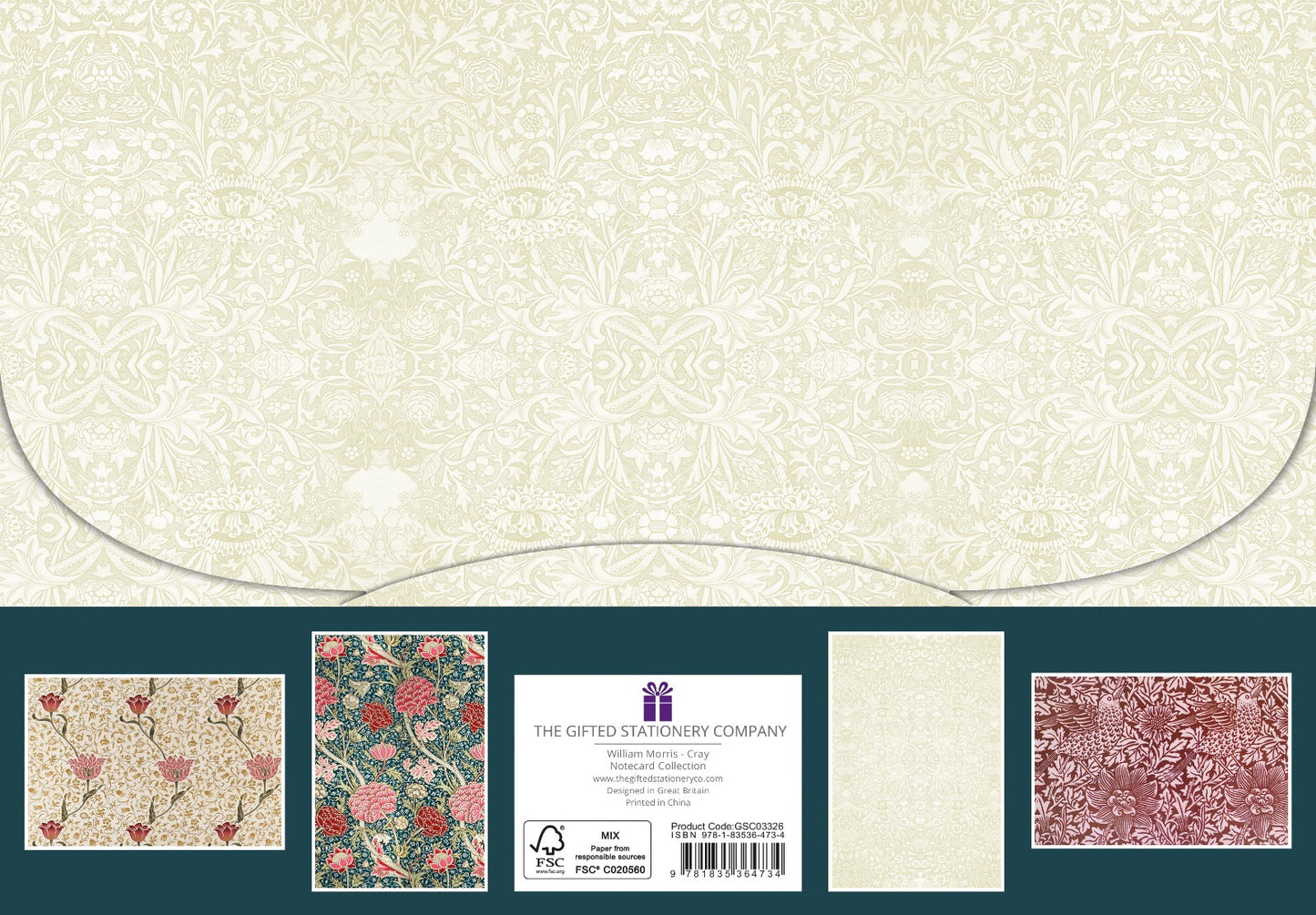 Gifted Stationery Notecard Collection William Morris Cray Design 20 Notecards