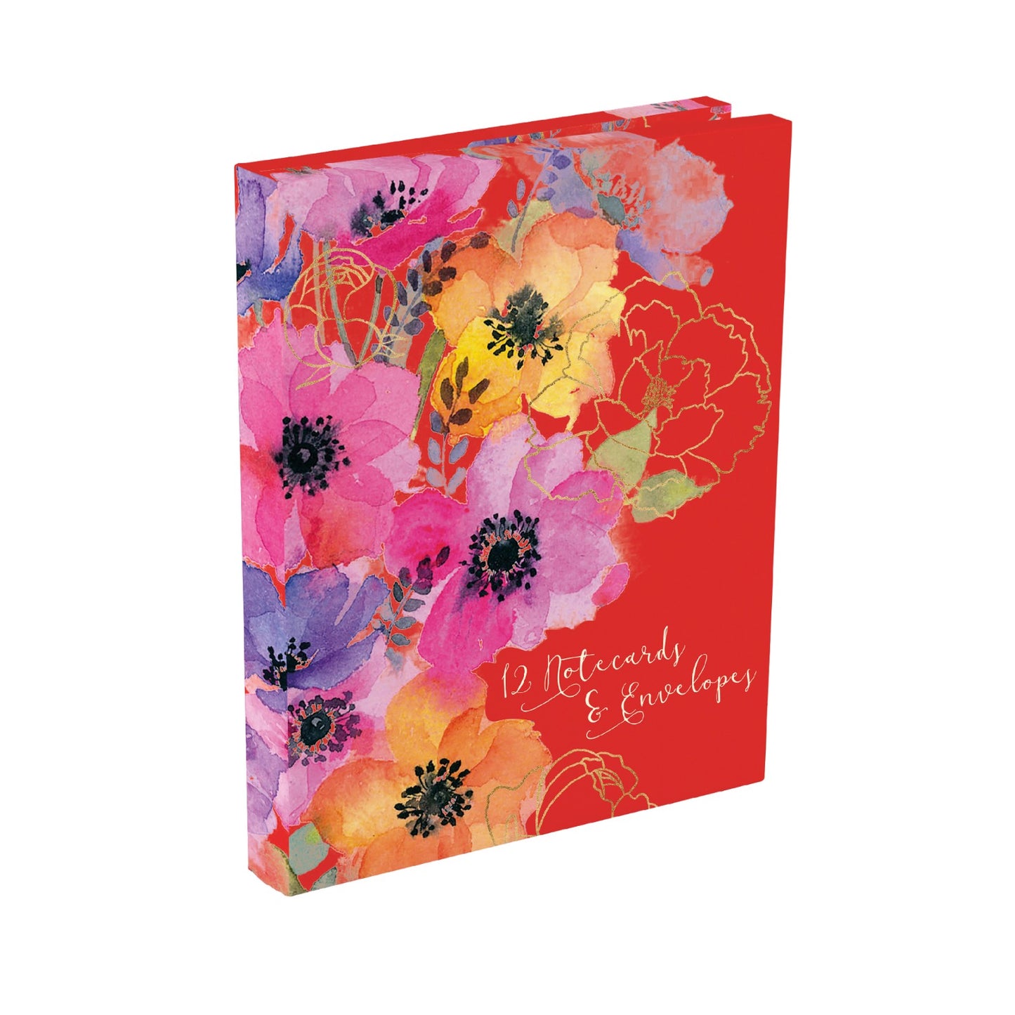 Gifted Stationery Notecard Wallet Pink Anemones Design 12 Notecards & Envelopes