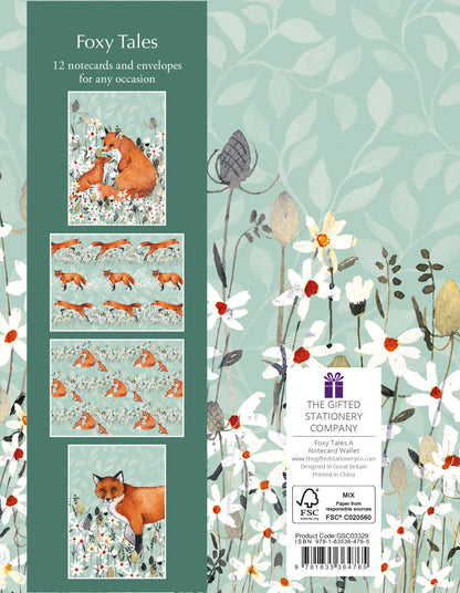 Gifted Stationery Notecard Wallet Foxy Tales Design 12 Notecards & Envelopes