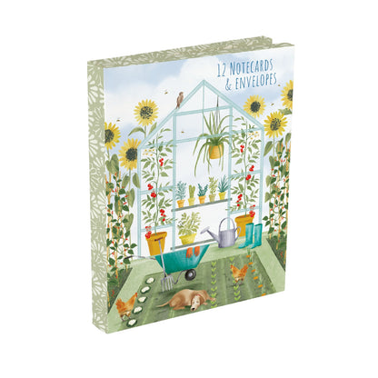 Gifted Stationery Notecard Wallet Green In The Garden 12 Notecards & Envelopes