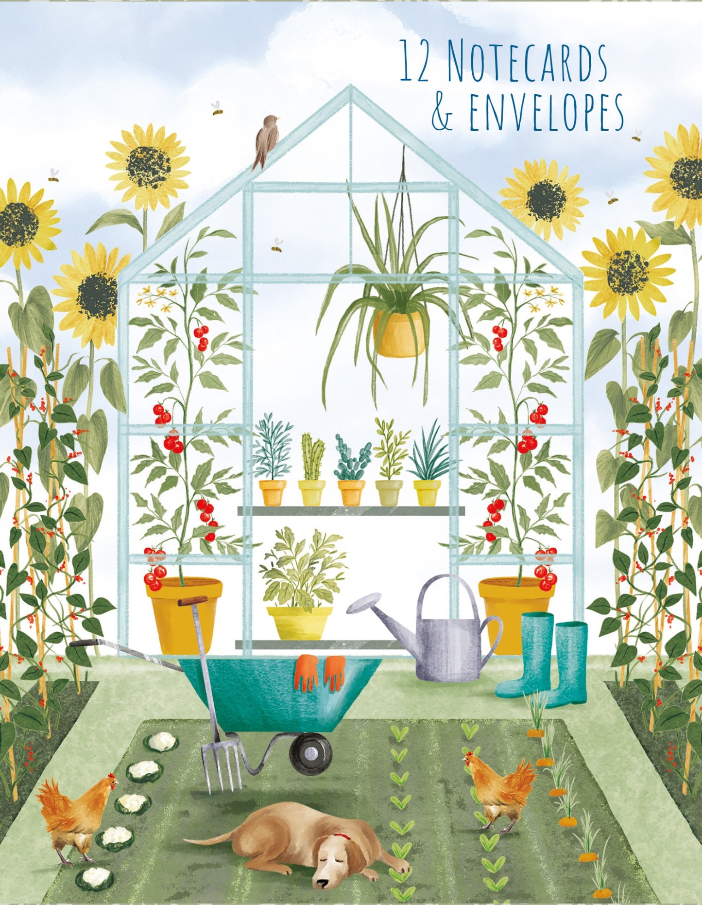 Gifted Stationery Notecard Wallet Green In The Garden 12 Notecards & Envelopes