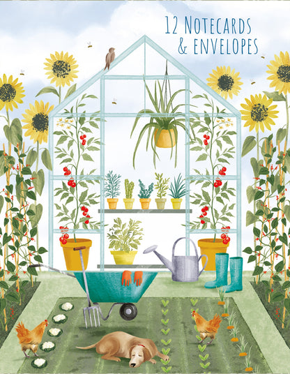 Gifted Stationery Notecard Wallet Green In The Garden 12 Notecards & Envelopes