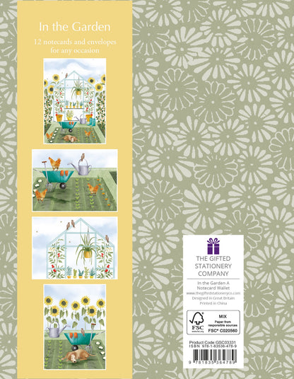 Gifted Stationery Notecard Wallet Green In The Garden 12 Notecards & Envelopes