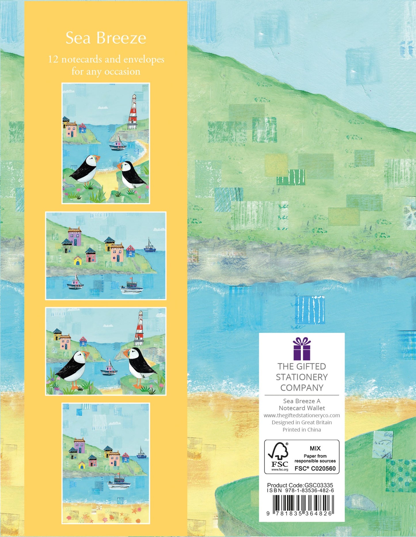 Gifted Stationery Notecard Wallet Blue Sea Breeze 12 Notecards & Envelopes
