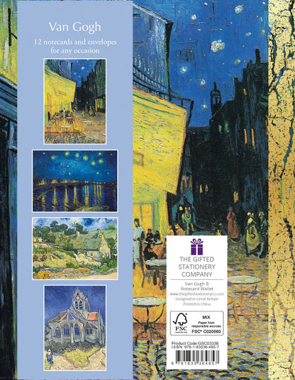 Gifted Stationery Notecard Wallet Blue Van Gogh Starry Night 12 Notecards
