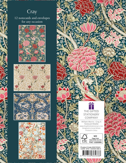 Gifted Stationery Notecard Wallet Pink William Morris Cray 12 Notecards