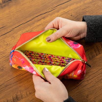 Gifted Stationery Pencil Case Anemones Design Zipped Fabric Pouch