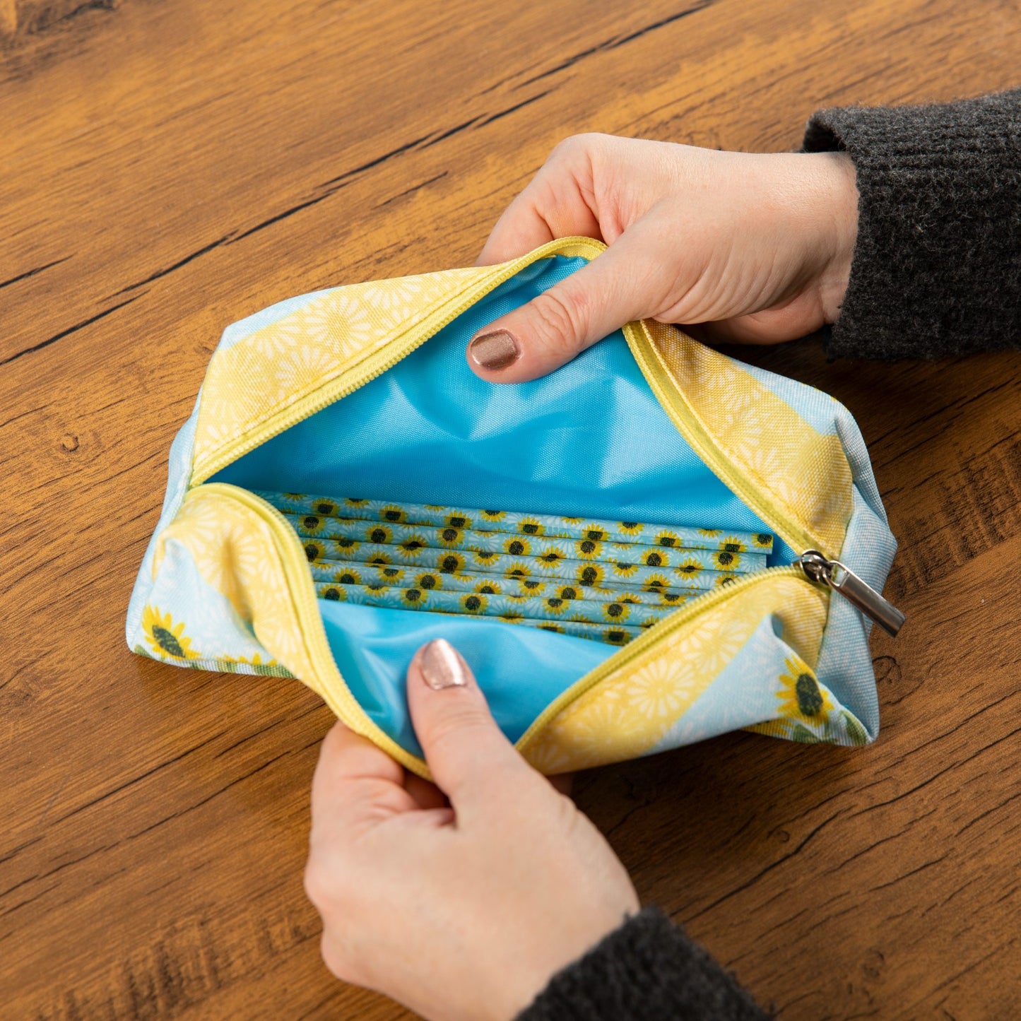 Gifted Stationery Pencil Case In The Garden Design Zipped Fabric Pouch